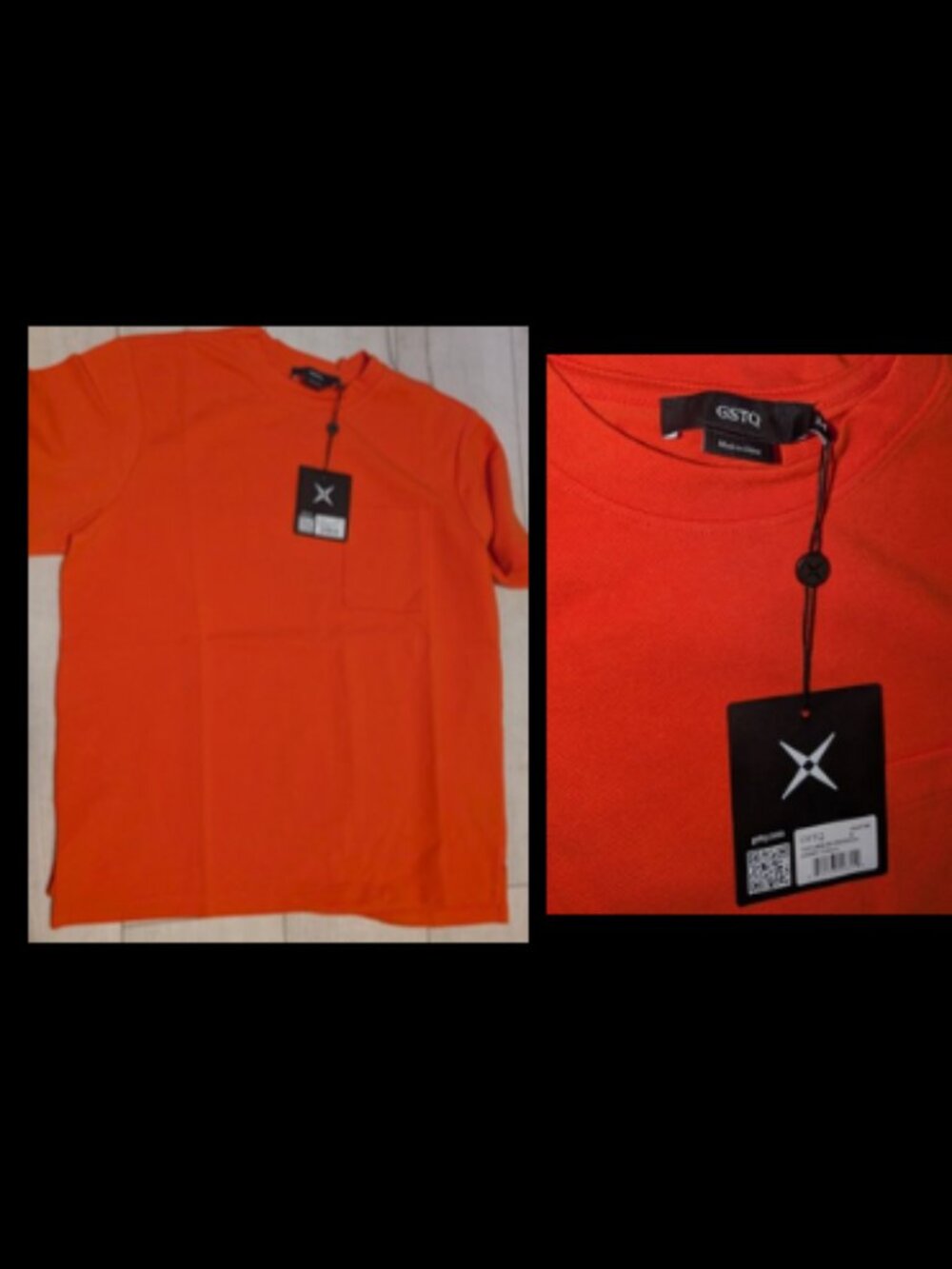 GSTQ Textured SS Crewneck Cherry Tomato Polo Style Mens Shirt Size M - NWT